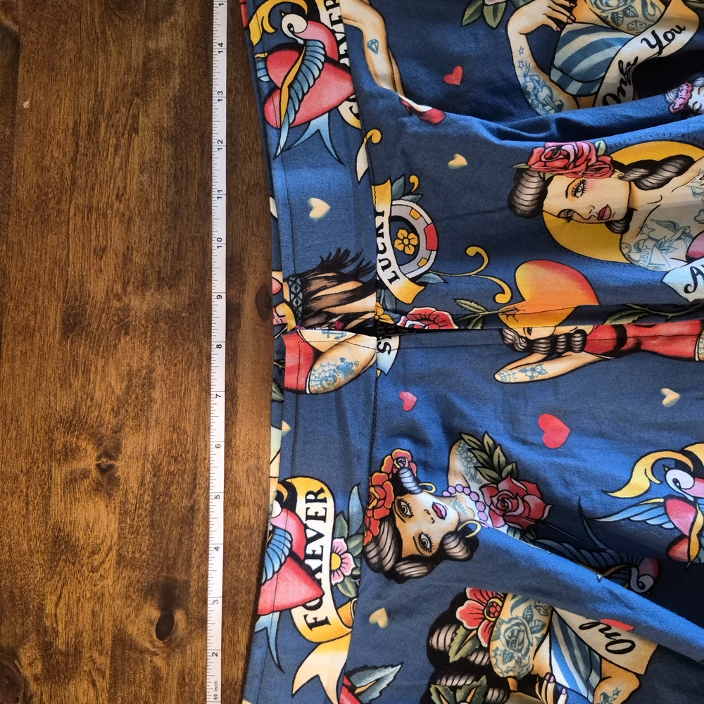 Rockabilly Tattoo Print Skater Skirt - Picture 4 of 5